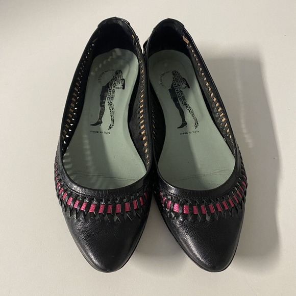 Belle Sigerson Morrison Ballet Flat Black Leather Woven Weave Point Toe … - Picture 3 of 11